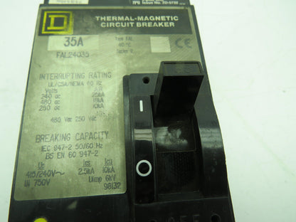 Square D FAL24035 2 Pole 35 Amp 480 Volt Circuit Breaker