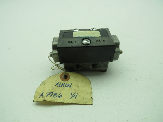 Alkon A-A7986 14 DC:013098 Pneumatic Valve 5 Port 1/4" NPT Pilot Actuated