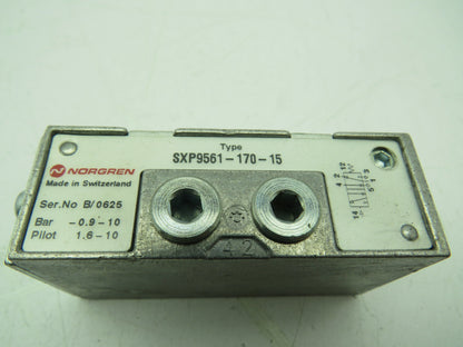Norgen SXP9561-170-15 Pneumatic Spool Pilot Valve 5/2 5 Port 2 Pos