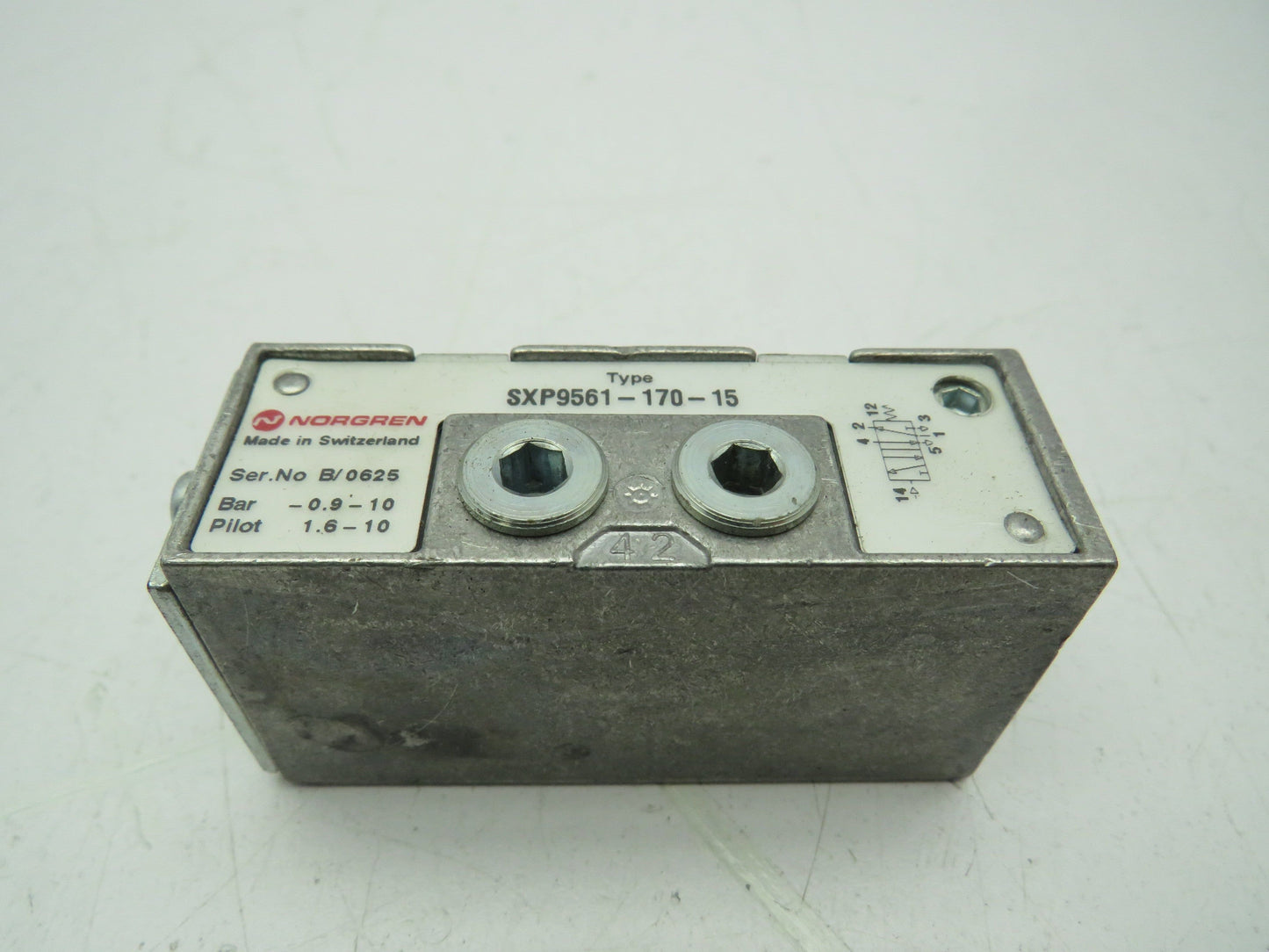 Norgen SXP9561-170-15 Pneumatic Spool Pilot Valve 5/2 5 Port 2 Pos