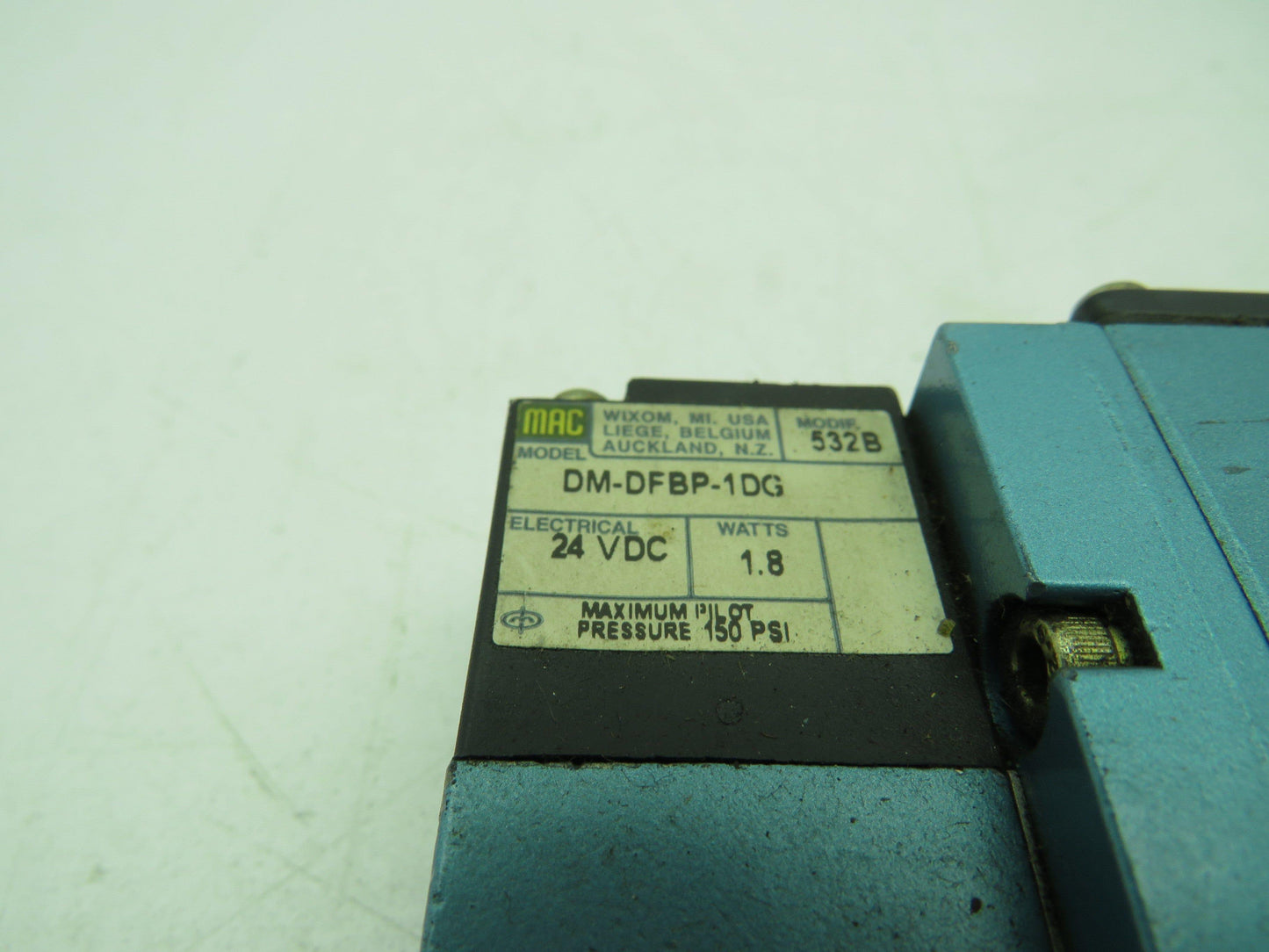 MAC 93A-AAB-BJA-DM-DFBP-1DG Solenoid Valve 24VDC 1.8W 150PSI
