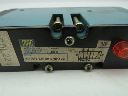 MAC 93A-AAB-BJA-DM-DFBP-1DG Solenoid Valve 24VDC 1.8W 150PSI