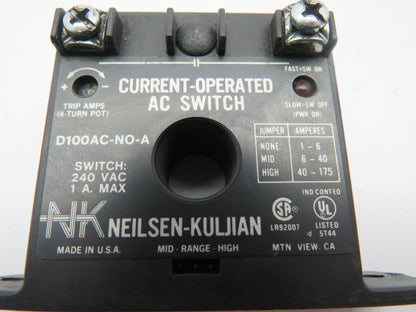 Neilsen- Kuljian D100AC-NO-A Current Operated Switch 240VAC 1A Lot of 2