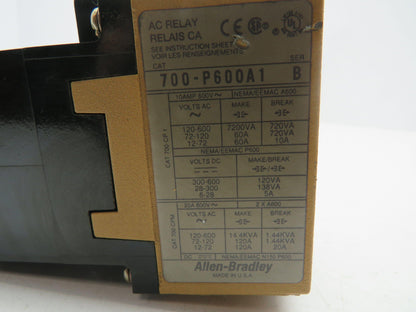 Allen-Bradley AC Control Relay Ser B 10A 120V Coil 700-P600A1 B  Lot of 5