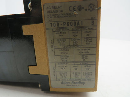 Allen-Bradley AC Control Relay Ser B 10A 120V Coil 700-P600A1 B  Lot of 5