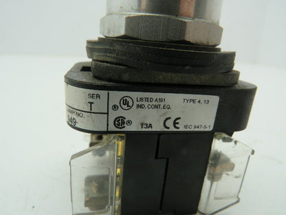 Allen Bradley 800T-QT20W Pilot Light Pushbutton Push-toTest Ser T White Lot of 2