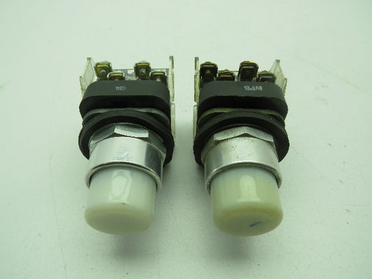 Allen Bradley 800T-QT20W Pilot Light Pushbutton Push-toTest Ser T White Lot of 2