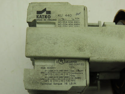 Katko KU 440 Non-Fusible Disconnect Rotary Switch 40A 600V