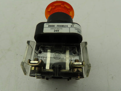 Allen Bradley 800H-FRXMQ24A7 Illuminated 3-Pos Push-Pull Button AMBER Ser F 24V