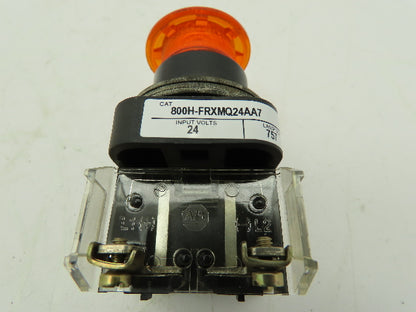 Allen Bradley 800H-FRXMQ24AA7 Illuminated 3-Pos Push-Pull Button AMBER Ser F 24V
