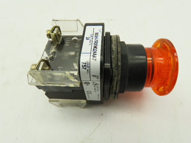 Allen Bradley 800H-FRXMQ24AA7 Illuminated 3-Pos Push-Pull Button AMBER Ser F 24V