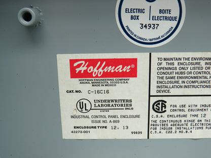 Hoffman C-16C16 Sloped Top Enclosure 16"Hx16"Wx11.09"D