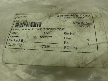 Dorner 32T3-08 Spindle Kit, Idler, For 3200 Series Conveyor, LZP,8"