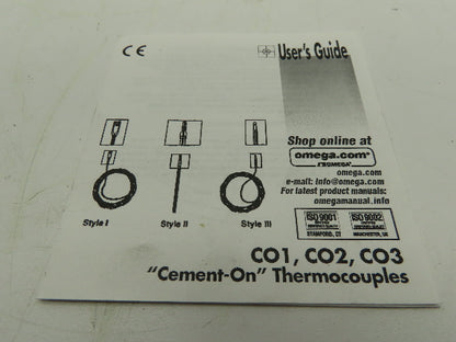 Omega C03-J-72 Cement-On Surface Thermocouples CO1, CO2, CO3