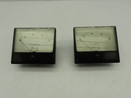 Simpson Model 1359 AC Amperes Panel Meter 0-800 Amp  LOT OF 2