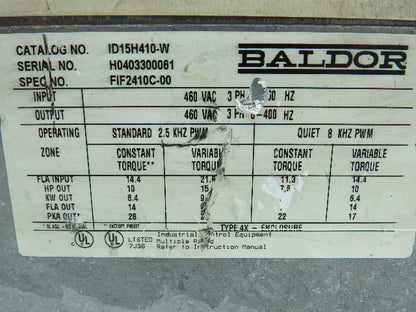 Baldor ID15H410-W  10 Hp.Washdown Duty AC Drive