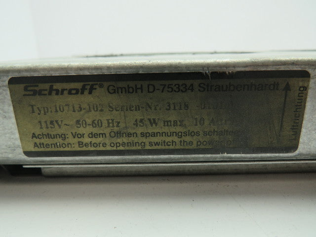 Schroff 10713-102 Steel Bracket Mount 3-Fan Tray Assembly Unit 115V
