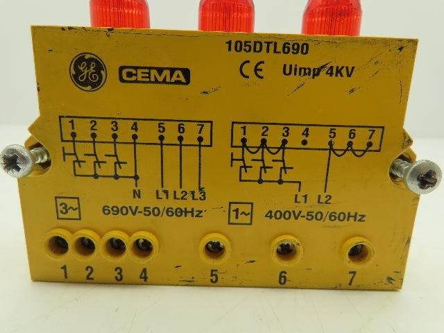CEMA 105DTL690 Flashing Signaling Device 400-690V RED Lamp 1/3 Phase Series 105