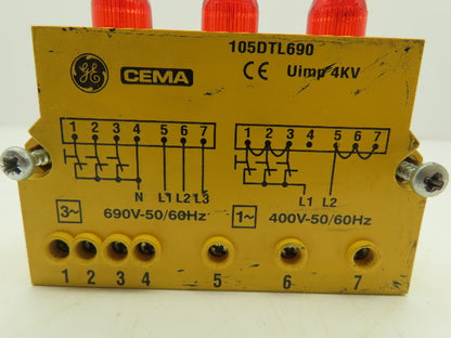CEMA 105DTL690 Flashing Signaling Device 400-690V RED Lamp 1/3 Phase Series 105