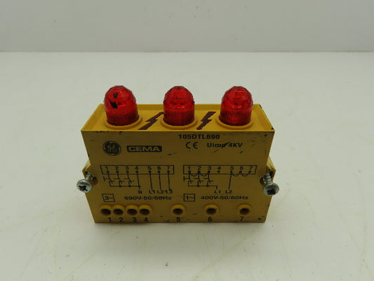 CEMA 105DTL690 Flashing Signaling Device 400-690V RED Lamp 1/3 Phase Series 105