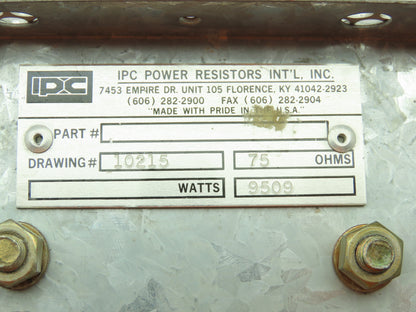 IPC Dynamic Braking Power Resistor Wire Wound 75 OHMS 2-Resistor Unit (37.5)