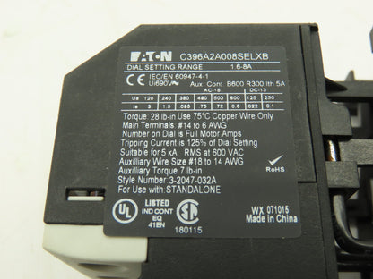 Cutler-Hammer XTAE007B10TD3E008 24VDC Coil Starter 3P FVNR 7A FrameB1NO 1.6-8.0A