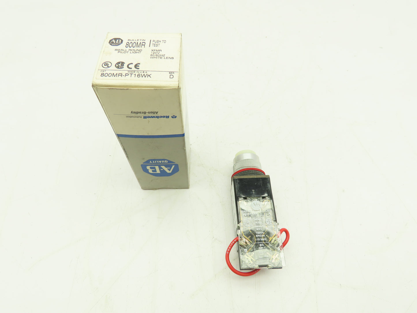 Allen Bradley 800MR-PT16K Push-To-Test Pilot Light WHITE 22mm Ser D Push Button