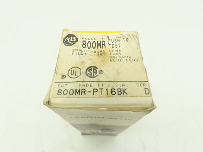 Allen Bradley 800MR-PT16K Push-To-Test Pilot Light BLUE 22mm Ser D Push Button