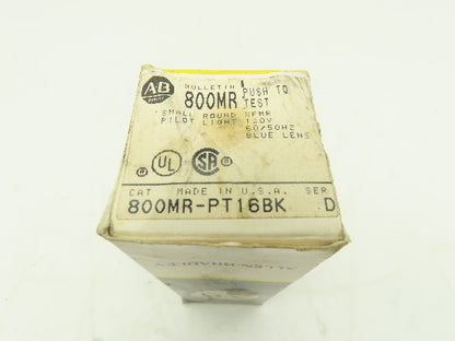Allen Bradley 800MR-PT16K Push-To-Test Pilot Light BLUE 22mm Ser D Push Button