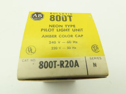 Allen Bradley Pilot Light 220/240V 30mm AMBER Ser N Neon Type  LOT OF 2