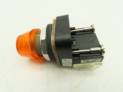 Allen Bradley Pilot Light 220/240V 30mm AMBER Ser N Neon Type  LOT OF 2