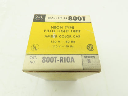 Allen Bradley 800T-R10 Pilot Light 120V 30mm AMBER Ser N Neon Type  LOT OF 2