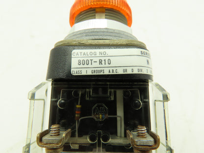 Allen Bradley 800T-R10 Pilot Light 120V 30mm AMBER Ser N Neon Type  LOT OF 2