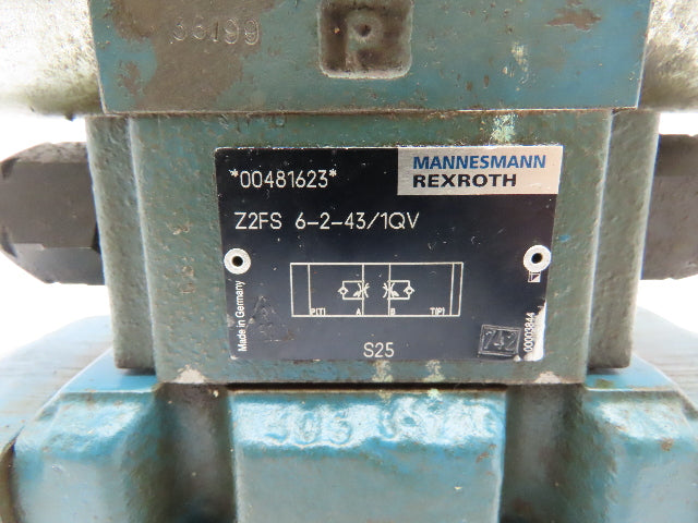 Rexroth 4WE6J61/EG24N9DK24L2,  Z2FS 6-2-43/1QV,  4WEH10W44/6EG24 Valve Stack