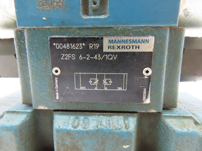 Rexroth 4WE6D61/OFEG24N9DK24L,  Z2FS 6-2-43/1QV,  4WEH10D44/OF6EG24 Valve Stack