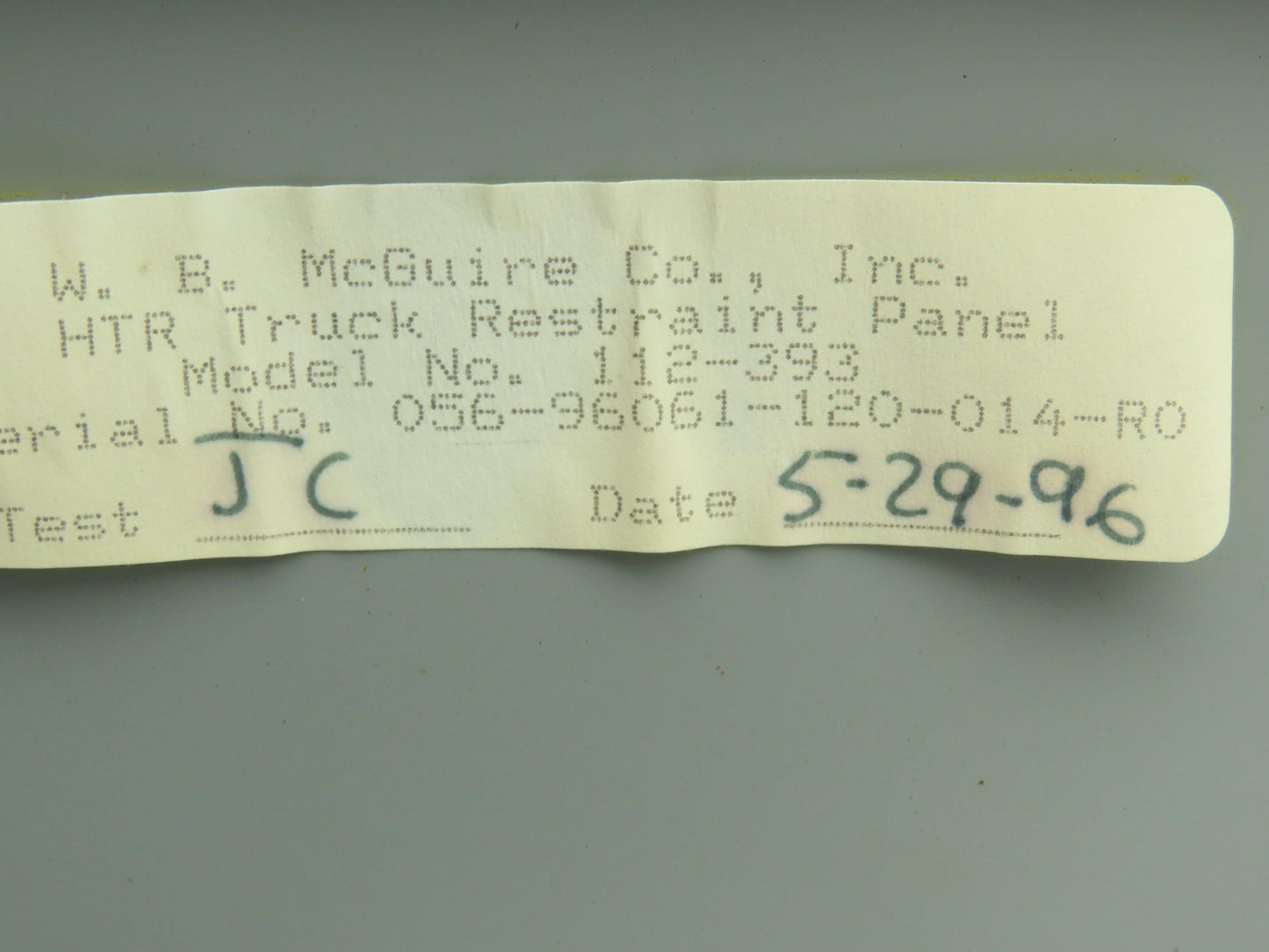W.B. McGuire 112-393 HTR Loading Dock Vehicle Truck Restraint Control Panel Box