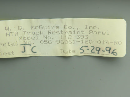 W.B. McGuire 112-393 HTR Loading Dock Vehicle Truck Restraint Control Panel Box