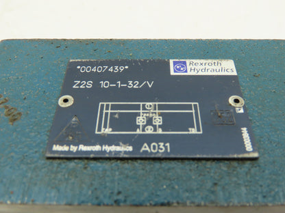 Rexroth Z2S 10-1-32/V Hydraulic Check Valve, Sandwich Plate