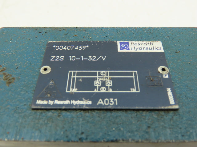 Rexroth Z2S 10-1-32/V Hydraulic Check Valve, Sandwich Plate