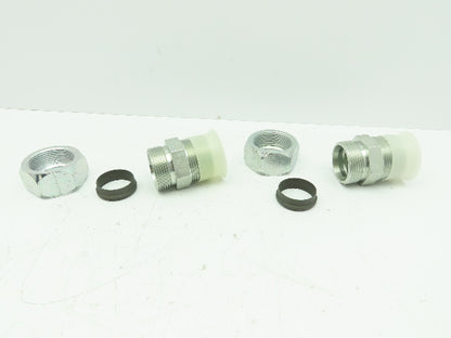 Parker 20FBU Straight Compression Fitting 1-1/4" Flareless x 1-1/4" NPT Lot of2