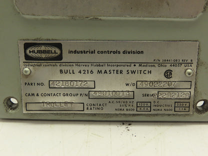 Hubbell 49010013 4216 Cam Operated Master Switch Parts
