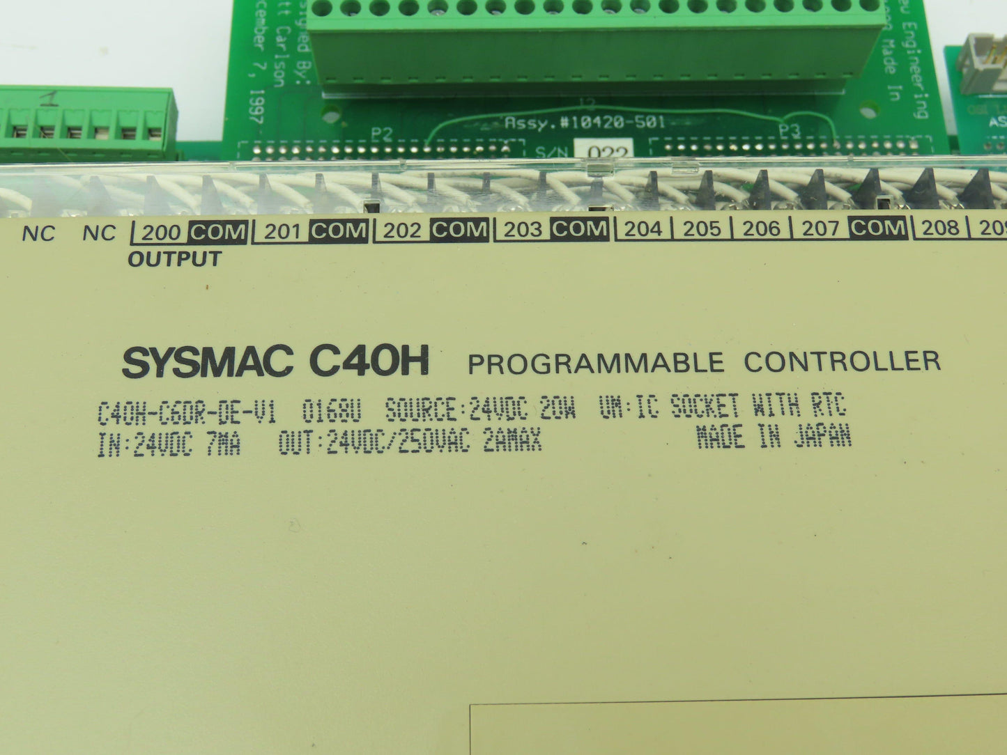 View Engineering #10000-503 Wiring Panel 8100 W/Omron SYSMAC C40H Controller