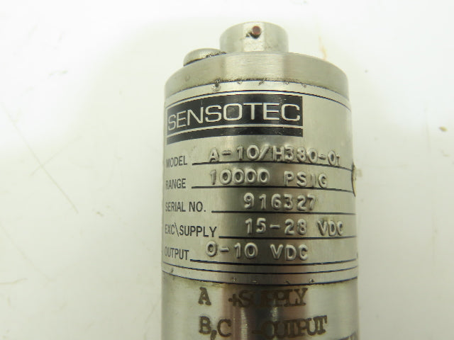 Honeywell Sensotec A-10/H380-01 Sensor Pressure Transducer 15-28VDC 10000 PSI