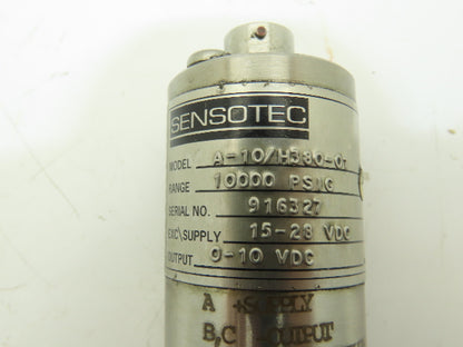 Honeywell Sensotec A-10/H380-01 Sensor Pressure Transducer 15-28VDC 10000 PSI