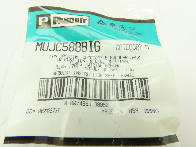 Panduit PAN-NET MUJC588BIG PAN-JACK Category 5 Modular Jack 8 Position 8 Wire