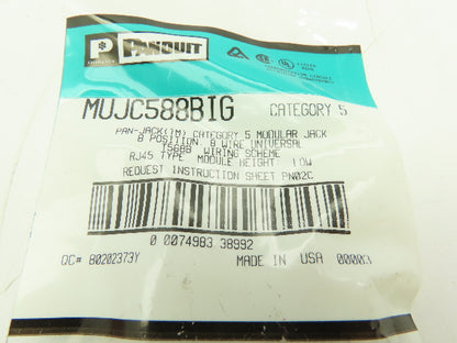 Panduit PAN-NET MUJC588BIG PAN-JACK Category 5 Modular Jack 8 Position 8 Wire