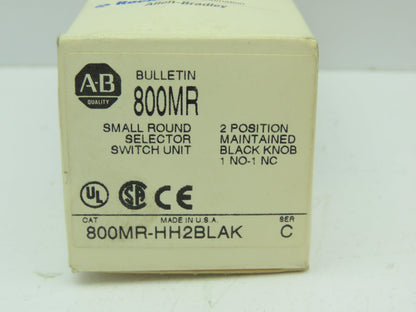 Allen Bradley 800MR-HH2BLAK/C Series C 2-Position Black Selector Switch