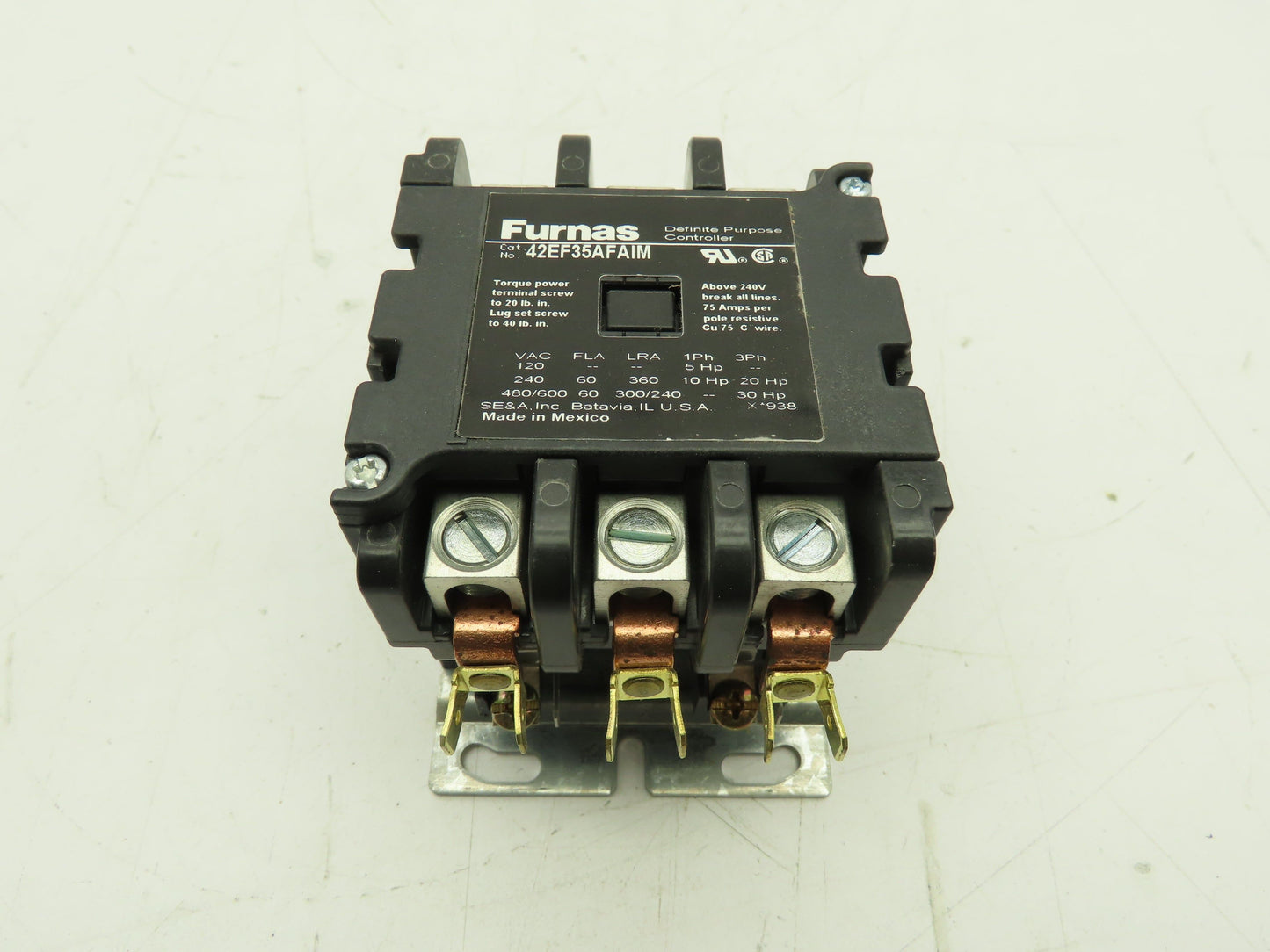 Furnas 42EF35AFAIM Definite Purpose Contactor 60A 600V Coil 110/120V 50/60Hz