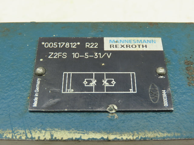 Rexroth Z2FS 10-5-31/V Hydraulic Throttle/Check Sandwich Valve Z2FS 10  LOT OF 2