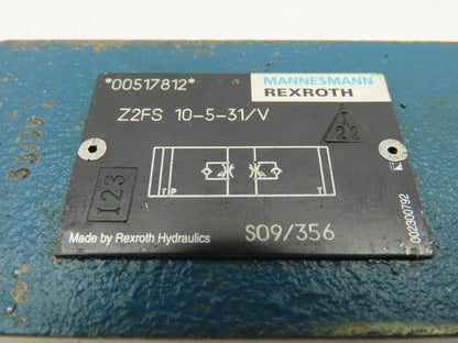 Rexroth Z2FS 10-5-31/V Hydraulic Throttle/Check Sandwich Valve Z2FS 10  LOT OF 2